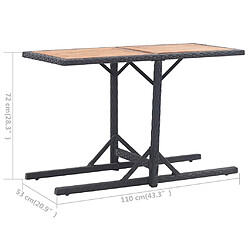 vidaXL Table de jardin Noir Bois d'acacia solide et résine tressée pas cher