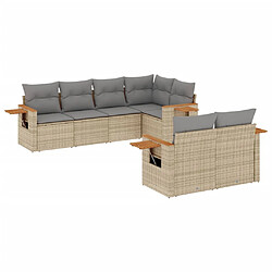 vidaXL Salon de jardin avec coussins 7 pcs gris résine tressée