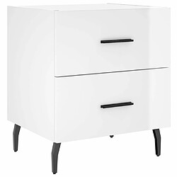 Maison Chic Lot de 2 Tables de chevet,Table de nuit,Table d'appoint pour salon blanc brillant 40x35x47,5 cm -MN58544 pas cher