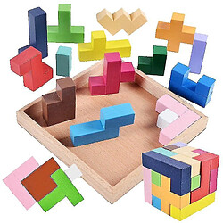 Universal Enfants 3 Taille Cube Tetris Tangram Puzzle Jouet Jouet Educatif Jouet en Bois Cerveau Trailer 