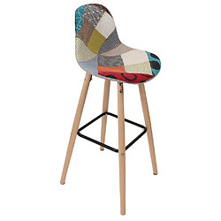 The Home Deco Factory Tabouret de bar scandinave patchwork multicolore The Home Deco Factory - Tabouret de bar scandinave patchwork Riga - H. 92 cm - Beige - Scandinave