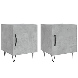 vidaXL Tables de chevet 2 pcs gris béton 40x40x50 cm bois d’ingénierie