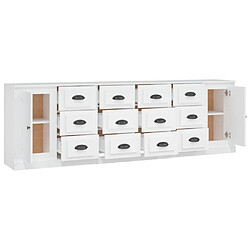 Maison Chic Ensemble de 3 Buffets,commode,console pour rangement Blanc Bois d'ingénierie -MN15277 pas cher