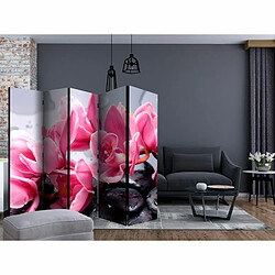 Paris Prix Paravent 5 Volets Orchid Flowers with Zen Stones 172x225cm