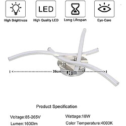 Universal Lampe LED Plafond Lampe courbe élégante 3 panneaux LED intégrés 18W 1600 cavité neutre 