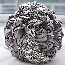 Wewoo Mariage tenant des fleurs bouquet gris de mariée accessoires demoiselle d'honneur strass partie décoration de fournitures