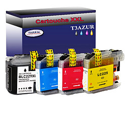 T3Azur Lot de 4 Cartouches compatibles Brother MFC-J5320DW, MFC-J5620DW, LC225, LC229 XL