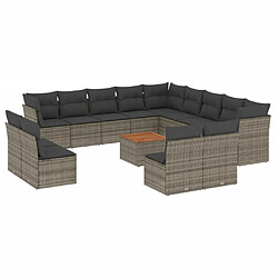 Maison Chic Salon de jardin avec coussins 14 pcs, Ensemble Tables et chaises de jardin, gris résine tressée -GKD516159