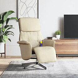 vidaXL Fauteuil inclinable de massage avec repose-pieds crème tissu