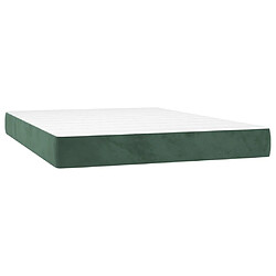 Maison Chic Lit Adulte - Lit simple Lit à sommier tapissier et matelas moelleux - Meuble de Chambre - Vert foncé 140x200cm Velours -MN21486 pas cher