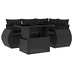 vidaXL Salon de jardin 5 pcs avec coussins noir résine tressée