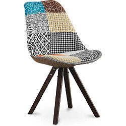 ICONIK INTERIOR Chaise à manger Denisse design scandi rétro pieds foncés - multicolore premium - Patchwork Patty Multicolore