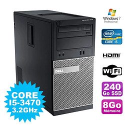 PC Tour DELL Optiplex 3010 MT Intel I5-3470 Graveur 8Go 240Go SSD HDMI Wifi W7 · Occasion 