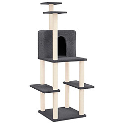 Arbre à chat avec griffoirs,niche pour chat en sisal Gris foncé 144,5 cm -MN34935