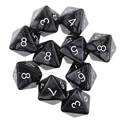 10pcs Dés 8 Faces Dés Polyédriques D8 Pour Les Jeux De Table De Fête Noir