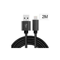 Little Boutik Cable Metal Nylon Renforce Chargeur USB Couleur Noir pour IPhone Longueur 2m Tréssé Compatible IPhone 6 7 8 X Xr 11 12 Little B