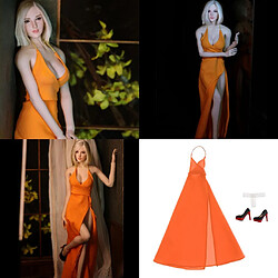 Acheter 1/6 Corps Féminin Flexible Corps De Poupée Avec Robe Dos Nu Buste S Orange