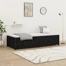 vidaXL Lit de jour Noir 75x190 cm Petit simple Bois de pin massif 