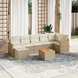 vidaXL Salon de jardin avec coussins 8 pcs beige résine tressée 