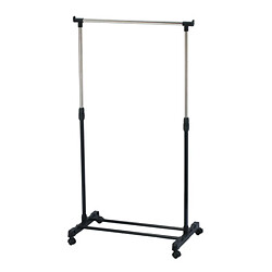 MSV Portant à vêtements à roulettes en Inox 101-170cm Noir - Hauteur ajustable