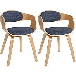 Decoshop26 Lot de 2 chaises de salle à manger design scandinave en tissu bleu et structure en bois clair 10_0001721