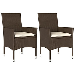 Maison Chic Lot de 2 Chaises de jardin avec coussins | chaises Relax d'extérieur marron résine tressée -GKD52817