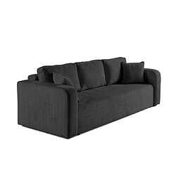 Bestmobilier Miro - canapé droit 3 places - convertible avec coffre - en velours texturé Miro - canapé droit 3 places - convertible avec coffre - en velours texturé - Gris Anthracite