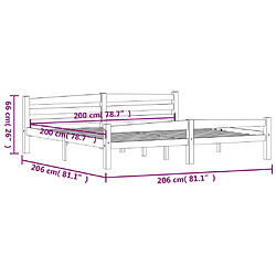 vidaXL Cadre de lit sans matelas blanc bois massif de pin 200x200 cm pas cher