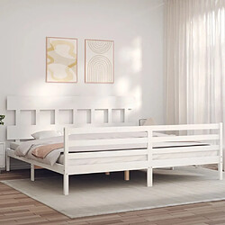 Maison Chic Lit Super King - Cadre de lit avec tête de lit blanc bois massif -MN27957