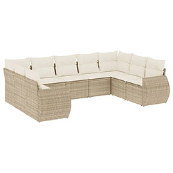 Maison Chic Salon de jardin avec coussins 9 pcs | Ensemble de Table et chaises | Mobilier d'Extérieur beige résine tressée -GKD47206