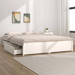 vidaXL Cadre de lit sans matelas avec tiroirs blanc 200x200 cm