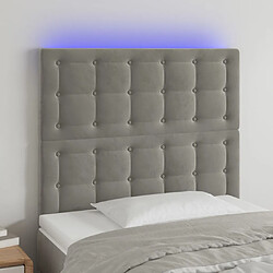 Maison Chic Tête de lit scandinave à LED,meuble de chambre Gris clair 100x5x118/128 cm Velours -MN12365