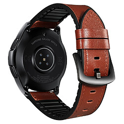 Wewoo Bracelet pour montre connectée appliquer la bande de sport en cuir et silicone de Samsung Galaxy Watch Active 22 mm Marron