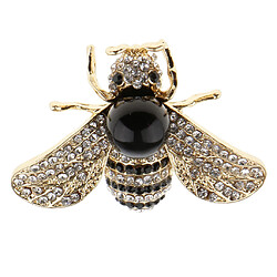 perle diamant rhinestone abeille broche insigne revers boutonnière noir