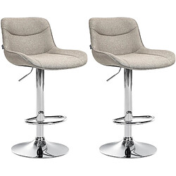 Non Lot de 2 tabourets de bar Vonore tissu chrome 