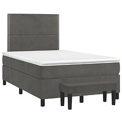 Maison Chic Lit adulte- Lit + matelas,Sommier à lattes de lit et matelas gris foncé 120x190cm velours -GKD98797