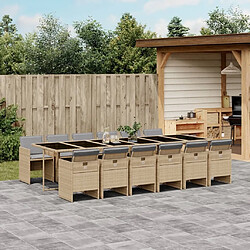 Maison Chic Ensemble à manger d'extérieur 13 pcs avec coussins,Salon de jardin,Mobilier de jardin mélange beige rotin -GKD252348