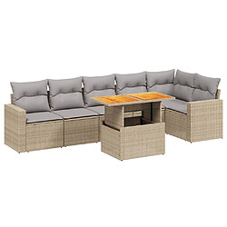 vidaXL Salon de jardin avec coussins 7 pcs beige résine tressée