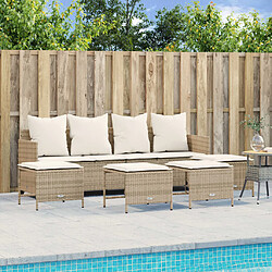 vidaXL Salon de jardin avec coussins 5 pcs beige résine tressée