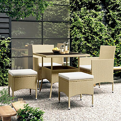 Maison Chic Ensemble de salle à manger de jardin 5 pcs,Table et chaises d'extérieur Résine tressée Beige -GKD807792