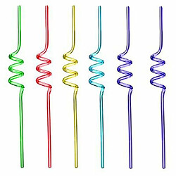 Lot de 6 Pailles Tourbillon 24cm Multicolore 