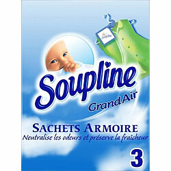 SOUPLINE - Sachets Armoire Parfum Grand Air - Parfume le linge pendant 6 Semaines - Sachets prédécoupés à suspendre ou à mettre directement dans un placard ou un tiroir