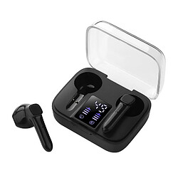 Chrono Écouteurs sans fil, écouteurs sans fil Bluetooth 5.0 avec micro antibruit, écouteurs stéréo sans fil 3D HiFi avec affichage de basses/LED immersives, pour iPhone et Android(noir) 