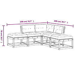 vidaXL Salon de jardin 5 pcs avec coussins blanc bois massif de pin pas cher