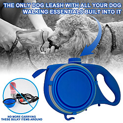 Universal Ceinture polyvalente pour chiens de compagnie avec bouteille d'eau intégrée, bol, sac à déchets, distributeur 3 en 1 rétractable pas cher