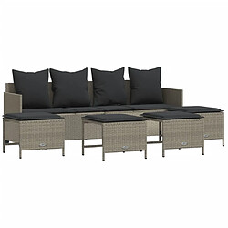 vidaXL Salon de jardin 5 pcs avec coussins gris clair résine tressée