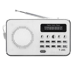 Avis Universal Vente chaude T205 FM Radio Portable HiFi Haut-parleur Multimédia Numérique MP3 Musique Haut-parleur Blanc Camping Outdoor Sports | Radio(blanche)