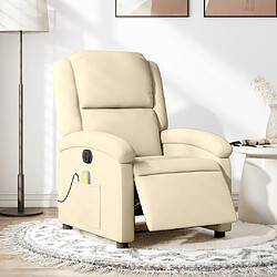 Maison Chic Fauteuil Relax pour salon, Fauteuil inclinable de massage électrique crème tissu -GKD89750