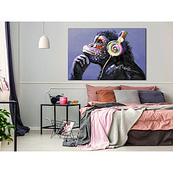 Decoshop26 Tableau toile de décoration murale impression premium en partie sur châssis en bois motif Musical Monkey (1 Part) 120x80 cm 11_0015056