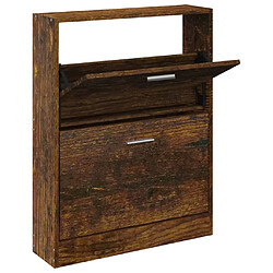 vidaXL Armoire à chaussures Chêne fumé 59x17x81 cm Bois d'ingénierie